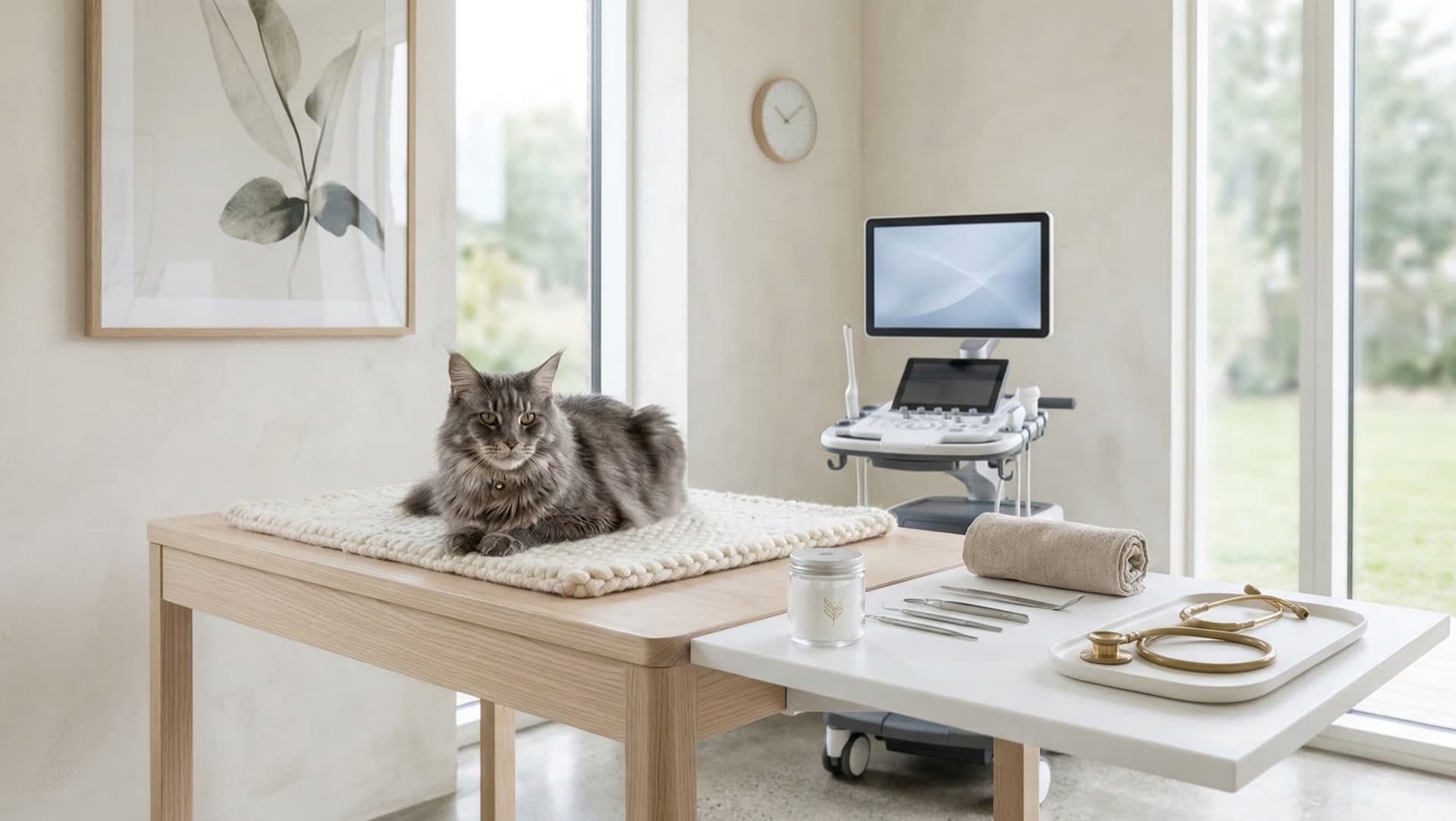 Veterinary examination with ultrasound equipment